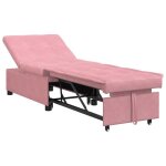 558085& canap - lit 3 - en - 1lit banquetteconvertible en velours rose