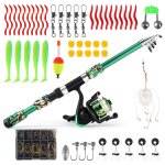 55pcs kit de canne � p�che pour enfants 18 m avec moulinet et leurres canne � p�che t�lescopique en fibre ...