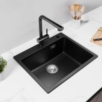 55x45cm �vier cuisine noir en granit - �vier 1 bac avec ensemble de drainage - pour armoire de 60 cm