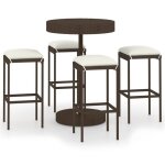 59984522& ensemble bar de jardin 5 pcstable de bar + 4 tabourets bar mange - debout - et coussins r�sine ...