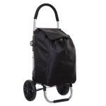 Chariot de courses pliant en aluminium et toile - 51l - noir - l 445 x p 37 x h 98 cm Chariot de courses pliant en aluminium et toile - 51l - noir - l 445 x p 37 x h 98 cm
