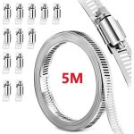 5m collier de serrage en inox 304 avec 12 fermetures - r�glable de tuyau clips en acier inoxydable pour ...