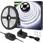 5m led 1200lm blanc froid dimmable - 12v 6000k 300 leds 2835 bande autocollante avec variateur connecteurs ...