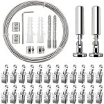 5m tringle  rideaux kit avec 24 pices acier inoxydable an crochets cble en acier pour rideau pour ...