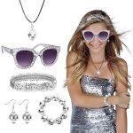5pcs accessoires disco paillette pour femme d�guisement vintage des ann�es 50 / 60 / 70 / 80 kit costume ...
