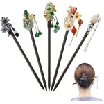 5pcs baguette cheveux en bois vintage pingle  cheveux chinois baguettes accessoires cheveux femme avec ...