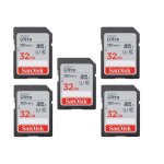 5pcs cartes mmoire sandisk ultra 32go carte sd sdhc classe 10 - vitesse de transfert jusqu 120 mo / ...