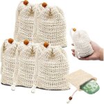 5pcs filet savonpochon savon solide14 x 9 cm sacs  savon en coton robuste et durablepeut etre accroch ...