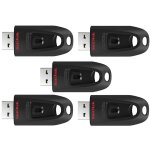 5pcs sandisk 64 go ultra cl� usb 3. 0 jusqu� 130 mo / s noir - (paquet de cinq )