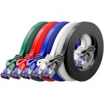 5x 025m plat cat7 c�ble r�seau (cat 7 avec 10 gbit / s) gigabit lan - rj45 ethernet court c�ble de raccordemen ...