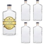 5x bouteilles de luxe en verre avec bouchons encapsul�s argent�s 500ml - �l�gance et modernit� en verre ...