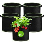 5x pots sacs de culture 3 gallons tissu g�otextile avec poign�es r�utilisables pour tomates fraises fleurs ...