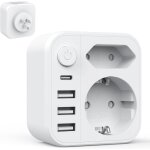 6 en 1 adaptateur prise france vers usa canada avec 3 usb - a et 1 usb - c et 2 europe prises adaptateur ...