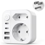 6 en 1 adaptateur prise usausa 2 usb a et 2 usb c et 2 prisestype b pour canada am�ricaine mexique thailande(b ...