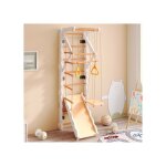 6 en 1 portique descalade multifonction avec barres murales ensemble de jeux jungle avec toboggan balanoire ...