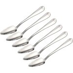 6 cuillres pamplemousse denteles inox
