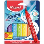 Feutres pour vitres - maped - 6 feutres - encre effaable  leau - pointe large 5mm - mixte