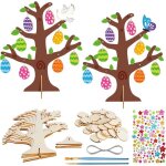 6 kits bricolage arbres doeuf en bois � colorer avec pinceaux pour enfants loisir cr�atif p�ques activit� ...