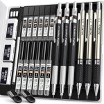 6 mtal porte - mines 0. 50. 70. 9 mm et 2mm (2b hb 2h)art crayon mcanique criterium avec minesgommestaille ...