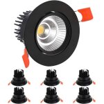 6 pack led spots encastrable 7w cob plafonnier encastr� lampac 220 - 240vip44d�coupe 70 - 80mm(noir)�[classe ...