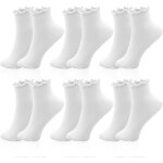 6 paires chaussettes multisport blanches femme tricot�es chaussettes � volants coton en d�contract�es ...