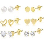 6 pcs boucles doreilles femme acier inoxydable piercing oreille cartilage helixs925 / plaqu or 14 carats ...