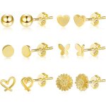 6 pcs boucles doreilles femme acier inoxydable piercing oreille cartilage helixs925 / plaqu� or 14 carats ...