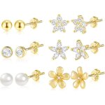 6 pcs boucles doreilles femme acier inoxydable piercing oreille cartilage helixs925 / plaqu or 14 carats ...
