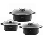 6 pcs. granit set de casseroles 3 x carres revtement anti - adhsif zilner zl - 7019