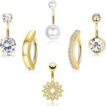 6 pcs piercing nombril acier chirurgical piercing nombril anneau 14g cz pendentif percing au nombril ...