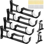 6 pcs support tringle rideaux noirs support rideau avec vis et tube dexpansion pour tringle � linge barre ...