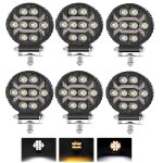 6 phares de travail rond led 12v 24v 17w 1500lm 4 projecteur longue port�e feu spot + feu de position ...