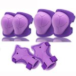 6 - piece childrens protective gear set with knee pads elbow pads and hand guards in purple