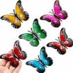 6 pi�ces papillons m�tal muraux 35x28 sculptures suspendues d�co int�rieur ext�rieur label