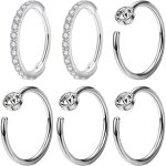 6 pi�ce piercing nez hoop anneaux boucles doreilles cartilage cr�oles en acier inoxydable anneaux de ...