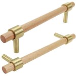 6 pices poigne en bois - poignes de placard en bois poigne de meuble de cuisine en bois entraxe 128 ...