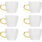 6 pièces tasses en verre tasse à thé résistante à la chaleur avec poignée tasses à café en verre transparent ... 6 pièces tasses en verre tasse à thé résistante à la chaleur avec poignée tasses à café en verre transparent ...