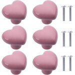 6 poign�es roses en forme de c?ur (4 cm) pour tiroirs armoires et meubles - accessoires de quincaillerie ...