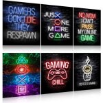6 tableau gamer gaming poster decoration affiche pour salle de jeu art mural sur toile de jeu 21x30cm ...