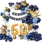60 ans d�corations anniversaire de f�te en bleu marine or deco anniversaire 60 ans arche ballon anniversaire ...