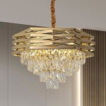 60 cm moderne lustre en cristal dorlustres ronds pour salle  manger k9luminaires suspendus  5 couchesgrand ...