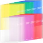 60 pcs pochette plastique a4 - chemises  coin pochette document - 6 couleurs - 31x transparents bleu ...
