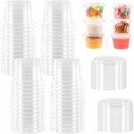 60 pices pots  sauce en plastique avec couvercle 100ml 4oz petit pot conservation bb 100% hermtiques ...