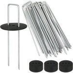 60 piquets de jardin avec rondelles agrafes toile de paillage avec 60 rondelles piquets de fixation bache ...