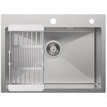 60x45cm Évier de cuisine en inox brossé - Évier à poser avec panier égouttoir - pour armoire de 60 cm ... 60x45cm Évier de cuisine en inox brossé - Évier à poser avec panier égouttoir - pour armoire de 60 cm ...