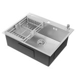 60x49cm Évier de cuisine en inox - Évier 1 bac avec distributeur de savon et panier égouttoir 60x49cm Évier de cuisine en inox - Évier 1 bac avec distributeur de savon et panier égouttoir
