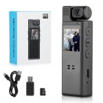 64go cam�ra de corps avec audio et �cran ips 13 vision nocturne 1080p corporelle avec objectif rotatif ...