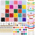 671 pices kits de fabrication de bracelets de perles de verre 30 couleurs perles de cristal de 8 mm ...