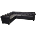 ?67442? canap dangle chesterfield - 6 places - cuir synthtique noir
