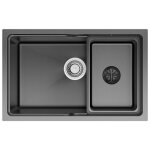68x43cm Évier de cuisine 1 bac en inox - gris foncé - Évier sous plan avec panier égouttoir - pour armoire ... 68x43cm Évier de cuisine 1 bac en inox - gris foncé - Évier sous plan avec panier égouttoir - pour armoire ...